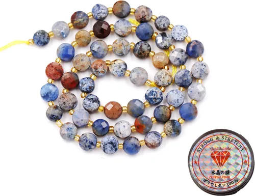 Miniatura 76 de Cuentas de piedras preciosas para la fabricación de joyas, cuentas de monedas facetadas de piedra natural piedra de sangre africana de 0.236 in