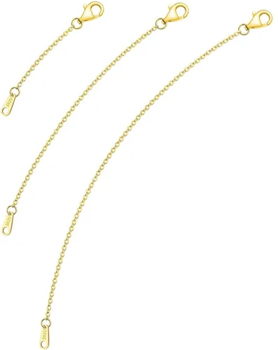 Miniatura 13 de Extensores de cadena dorada para collares, extensiones de pulsera de plata de ley, extensor de collar dorado para mujer, juego de 3 piezas, 1, 2, 3
