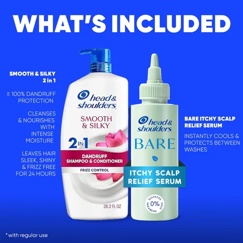 Miniatura 3 de Head & Shoulders Matt Loves Hair Favorites: Smooth & Silky 2 in 1 (28.2oz) + Bare Itchy Scalp Relief Serum (4.2oz) - Dandruff Shampoo and