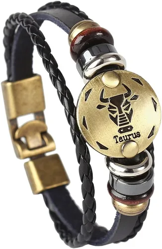 Miniatura 37 de Hamoery Pulsera de cuero de aleación punk para Constellation trenzada pulsera pulsera brazalete