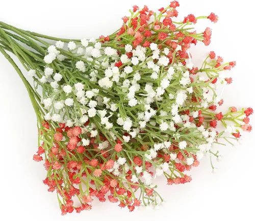 Miniatura 33 de N&T NIETING - Ramo de 10 flores artificiales de aliento de bebé, gypsophila falsa, toque real, arreglo de flores artificiales para bodas, fiestas