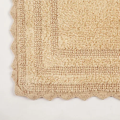 Miniatura 6 de TreeWool - Alfombras de baño con borde de ganchillo reversible en algodón de felpa (paquete de 2)