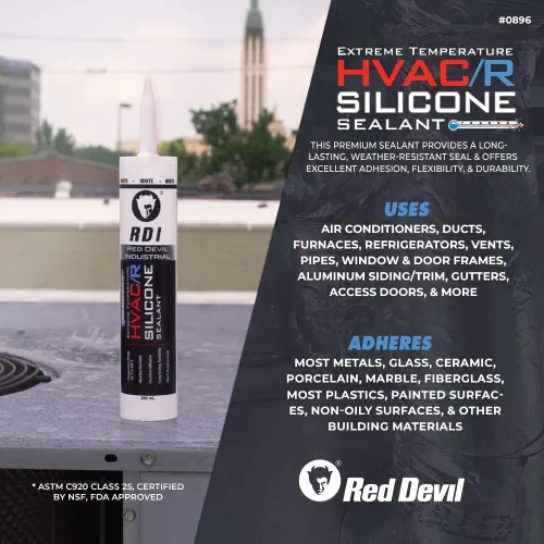 Miniatura 2 de Red Devil 089650 sellador de silicona para temperaturas extremas HVAC/R, 280 ml, aluminio, 1 paquete, fabricado en EE. UU