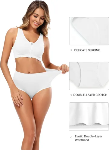 Miniatura 2 de Molasus - Ropa interior de algodón para mujer con cintura alta y cobertura total - Tallas regulares y extragrandes
