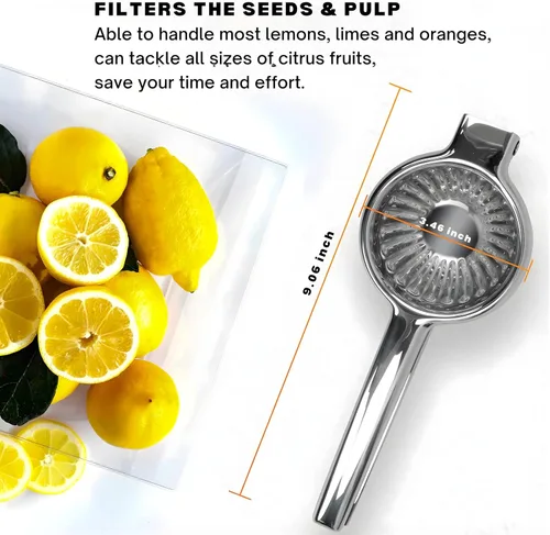 Miniatura 9 de Exprimidor de limón extra grande – Prensa de cítricos de acero inoxidable resistente con cuenco jumbo – Exprimidor manual para limones, limas