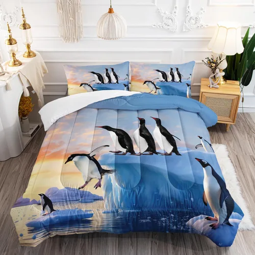 Miniatura 22 de AILONEN Lindo juego de edredón de ajolote tamaño Queen, 3 piezas para niños y niñas, ropa de cama en una bolsa, ropa de cama costera azul turquesa