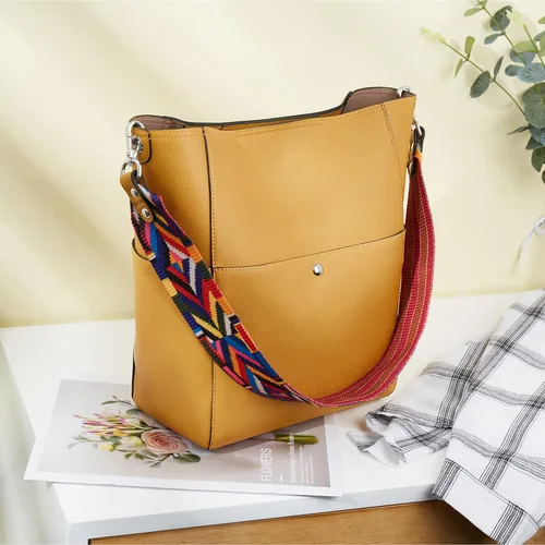 Miniatura 12 de BROMEN Bolsa Hobo para mujer, diseñada con cuero vegano, de hombro, bandolera