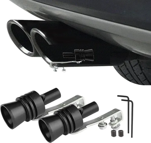 2 piezas de silbato turbo para coche, silbato turbo universal de aleación de aluminio, silbato de tubo de escape de sonido turbo de aleación de Negro
