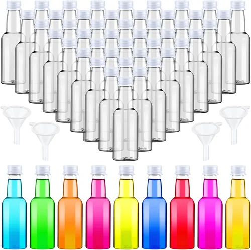 Tessco 100 Piezas Mini Botellas de Licor de Plástico Mini Botella de Aderezo para Ensalada Navidad Pequeños Soportes de Alcohol Disparador con Tapa