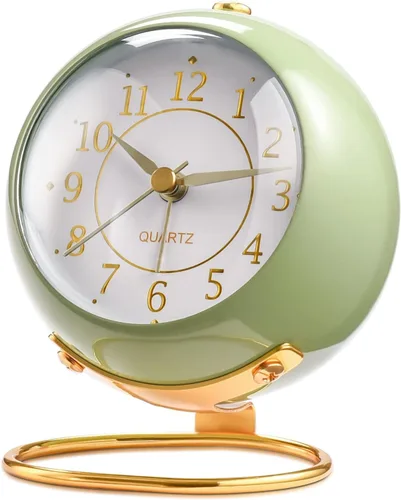 Miniatura 17 de Tetino Relojes despertadores analógicos, retroiluminación retro, bonito diseño simple, pequeño reloj de escritorio con luz nocturna, silencioso sin