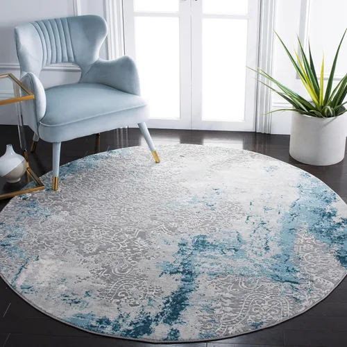 Miniatura 15 de SAFAVIEH Meadow Collection - Alfombra decorativa de 2 x 5 pies, gris claro y rosa, diseño abstracto moderno, no desprende pelusa y de fácil cuidado