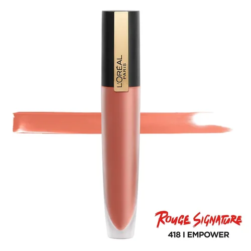Miniatura 2 de L'Oréal Paris - Tinta de labios para maquillaje Rouge Signature, acabado mate, I Empower Yo empoderar