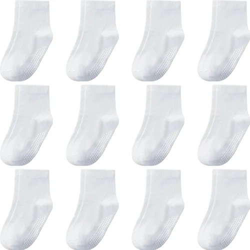 Miniatura 14 de Calcetines antideslizantes para bebés y niños pequeños, de algodón, 12 unidades, calcetines de tobillo lindos para recién nacidos, niños y niñas