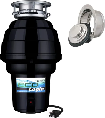 Miniatura 14 de Eco Logic EL-9-DS-BN 9 Deluxe Designer Series - Eliminador de residuos de alimentos con brida de fregadero de níquel cepillado, 3/4 HP Brida