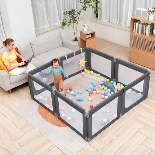 Miniatura 3 de Dripex Corralito para bebés, corralito pequeño de 47×47 pulgadas para bebés, corralito de juegos para bebés con mayor seguridad
