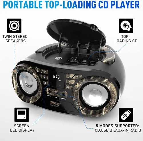Miniatura 2 de PYLE REPRODUCTOR DE CD PORTÁTIL, REPRODUCTORES DE CD PARA EL HOGAR, REPRODUCTOR DE CD PORTÁTIL, POTENCIA MÁXIMA DE 50W, TRANSMISIÓN BT INALÁMBRICO
