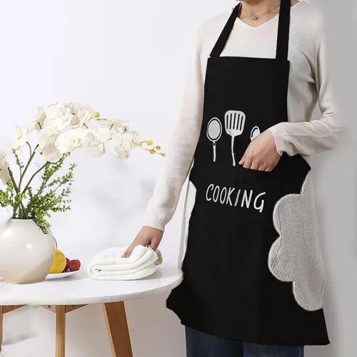 Miniatura 7 de Delantal profesional para cocinar con bolsillos, para hombres y mujeres, delantales con peto, resistentes al agua y al aceite, 1 paquete