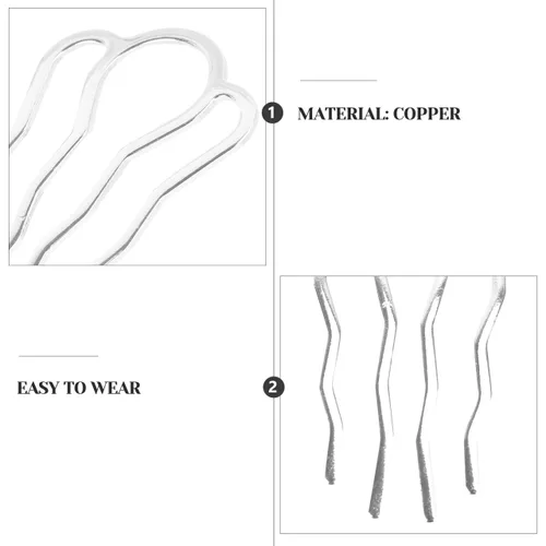 Miniatura 4 de Peines laterales de pelo plateado, pinzas de horquilla de metal para el cabello, estilo francés, accesorios para el cabello, peinados vintage