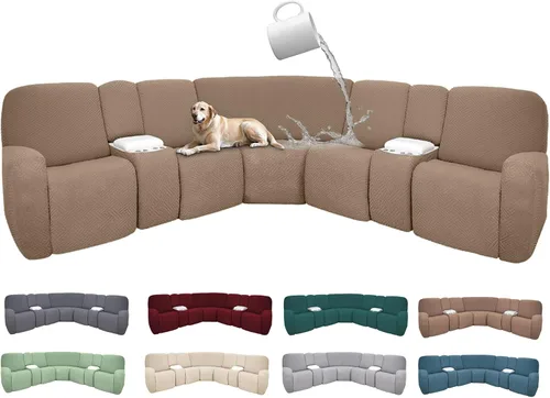 Miniatura 52 de Fundas de sofá reclinable seccional 100% impermeables para sofá reclinable en forma de L, funda de sofá modular de esquina en forma de L, fundas