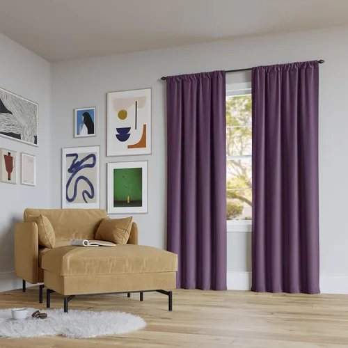Sun Zero Rianna Panel de cortina 100 % opaca con dobladillo para cortinero, color morado amatista, 40 pulgadas de ancho x 63 pulgadas de largo (1