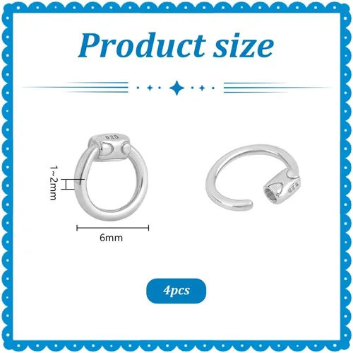 Miniatura 4 de PH PandaHall 4 anillos de plata de ley con bloqueo, anillo de conector de platino de 0.236 pulgadas, calibre 18, anillos de cadena de correo