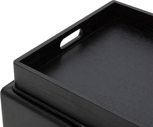 Miniatura 9 de CHITA Cubo otomano de almacenamiento con tapa de bandeja, reposapiés pequeño con almacenamiento, mesa auxiliar cuadrada para sala de estar y Negro
