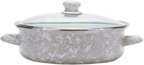 Miniatura 4 de Golden Rabbit Esmalte - Patrón de remolino gris pardo - Sartén para saltear de 3 cuartos