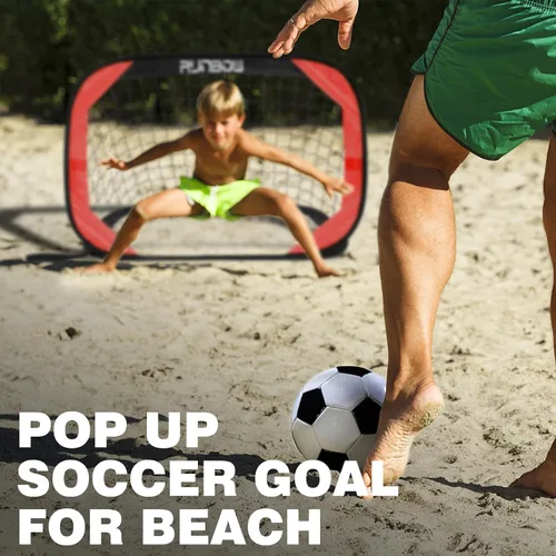 Miniatura 7 de Portería de fútbol portátil desplegable de 3.3 x 2.2 pies para niños, red de fútbol para niños, diversión al aire libre en patio trasero y playa