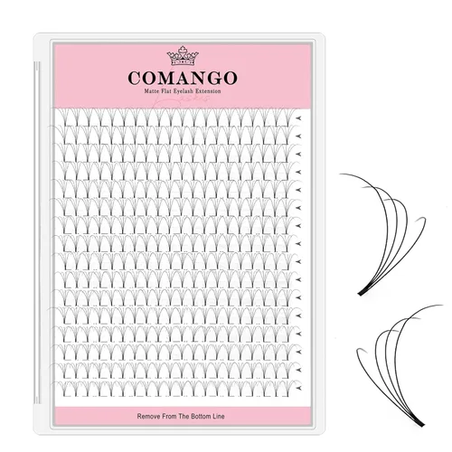 Miniatura 27 de CoMango Extensiones de pestañas de volumen 3D/4D/5D/6D/10D, grosor de 0.003 in, rizo C/D, tallo corto de 0.315-0.591 in, extensiones de pestañas