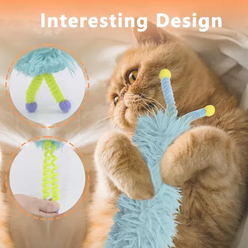 Miniatura 6 de Paquete de 3 almohadas de hierba gatera, juguetes suaves y duraderos para gatos con antenas, color rico, patín interactivo para interiores