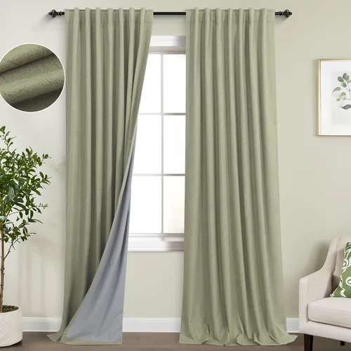 Miniatura 91 de KOUFALL - Cortinas de medio estilo francés de lino para ventana, juego de 2 cortinas cortas de 40 pulgadas de longitud, para privacidad, cortinas