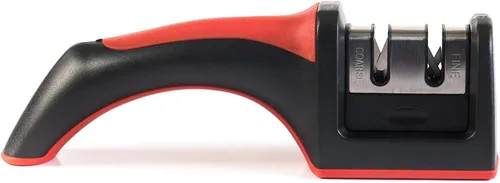 HUJI El afilador de cuchillos de cocina profesional de 2 etapas ayuda a reparar, restaurar y pulir cuchillas con mango de seguridad de agarre suave,