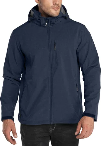 Miniatura 7 de Outdoor Ventures - Chaqueta ligera de Softshell para hombre con forro polar, con capucha, resistente al agua, para senderismo, rompevientos