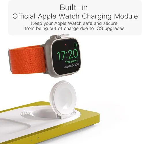 Miniatura 4 de Estación de carga 3 en 1 para dispositivos Apple: Usada para estación de carga de iPhone y reloj con soporte de cargador Magsafe, cargador Amarillo