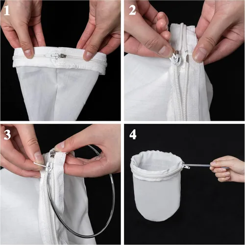 Miniatura 5 de Bolsa de filtro de malla ultra fina con cremallera, bolsa de filtro de grado alimenticio, filtros de malla fina con marco reforzado y asa