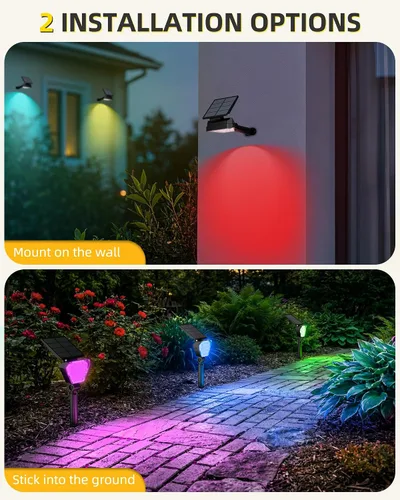 Miniatura 5 de T-SUN Luces solares para exteriores, impermeables, IP65, paquete de 6 luces LED solares que cambian de color, IP65, impermeables, inteligentes