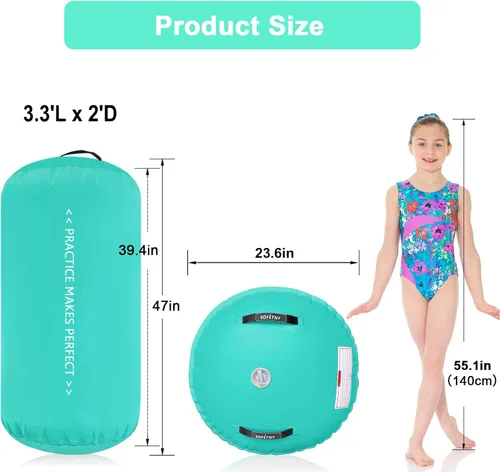 Miniatura 4 de VOFiTNY - Esterilla inflable de gimnasia con pista de caídas y barril de aire octogonal con bomba para uso doméstico/gimnasio Menta+Rodillo