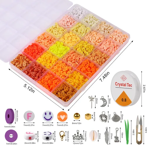 Miniatura 4 de XSEINO Kit de 23000 cuentas de arcilla para hacer pulseras, 6 cajas de 125 colores de cuentas de polímero de amistad y 5 estilos de cuentas