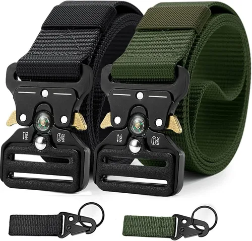 Miniatura 18 de DOOPAI Cinturón táctico para hombre, tela militar de nailon negro con hebilla de liberación rápida, ideal para el trabajo, senderismo 21-1 Negro