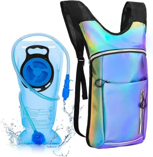 Miniatura 9 de Mochila de hidratación con vejiga de agua de 2 L, mochila de agua para raves, paquete de hidratación de aislamiento ligero para hombres y mujeres
