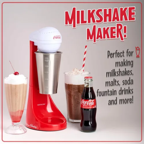 Miniatura 2 de Nostalgia - Máquina para hacer batidos o mezclar bebidas Coca Cola eléctrica y de dos velocidades, edición limitada, incluye taza para mezclar