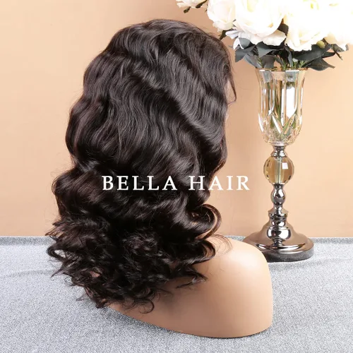 Miniatura 3 de Bella Hair Peluca de encaje completo sin pegamento, onda suelta para mujeres negras, densidad del 130 %, cabello humano virgen Remy prearrancado