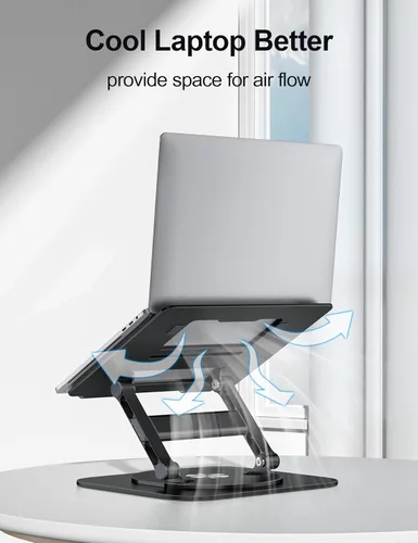 Miniatura 5 de MCHOSE Soporte para laptop, diseño en H, soporte de computadora estable, elevador ergonómico para laptop con base giratoria de 360°, compatible