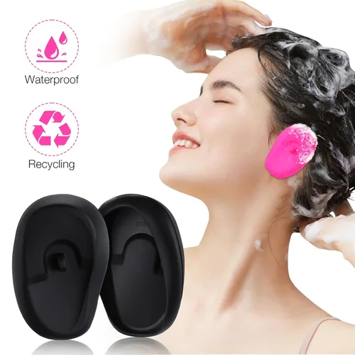 Miniatura 2 de FOMIYES 4 pares de fundas impermeables de silicona para los oídos, protectores de oídos resistentes al calor para tintes para el cabello