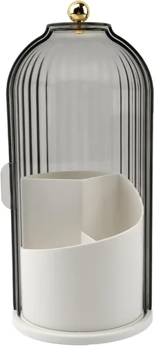 Soporte para brochas de maquillaje con tapa, organizador de herramientas cosméticas de apertura deslizante giratoria de 360°, organizador de brochas