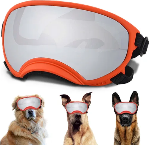Miniatura 31 de Gafas de sol grandes para perros con correa ajustable, protección UV, a prueba de victorias, adecuadas para perros medianos y medianos