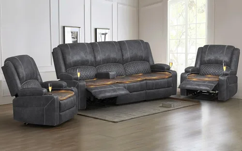 Miniatura 41 de Yolsali Sofá reclinable, sofá reclinable manual de 3 plazas con cojín de 2 niveles, sofás reclinables para sala de estar con consola removible