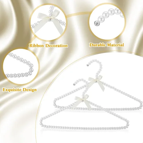 Miniatura 7 de Threan 20 piezas de 16 pulgadas de perlas con cuentas de ropa con lazo de lazo de metal elegante ropa estándar para mujer, novia, vestido de boda