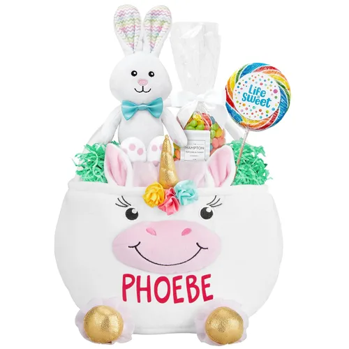 Miniatura 13 de Let's Make Memories - Canasta de Pascua personalizada con amigos peludos, canasta para niños, diseño de conejito de Pascua azul, solo incluye