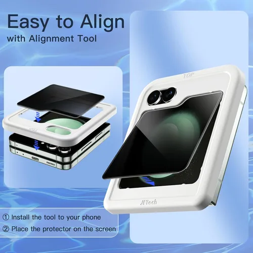 Miniatura 4 de JETech Protector de pantalla de privacidad frontal para Samsung Galaxy Z Flip 5, película de vidrio templado antiespía con herramienta de fácil